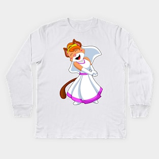 Cat as Bride with Wedding dress & Crown Kids Long Sleeve T-Shirt